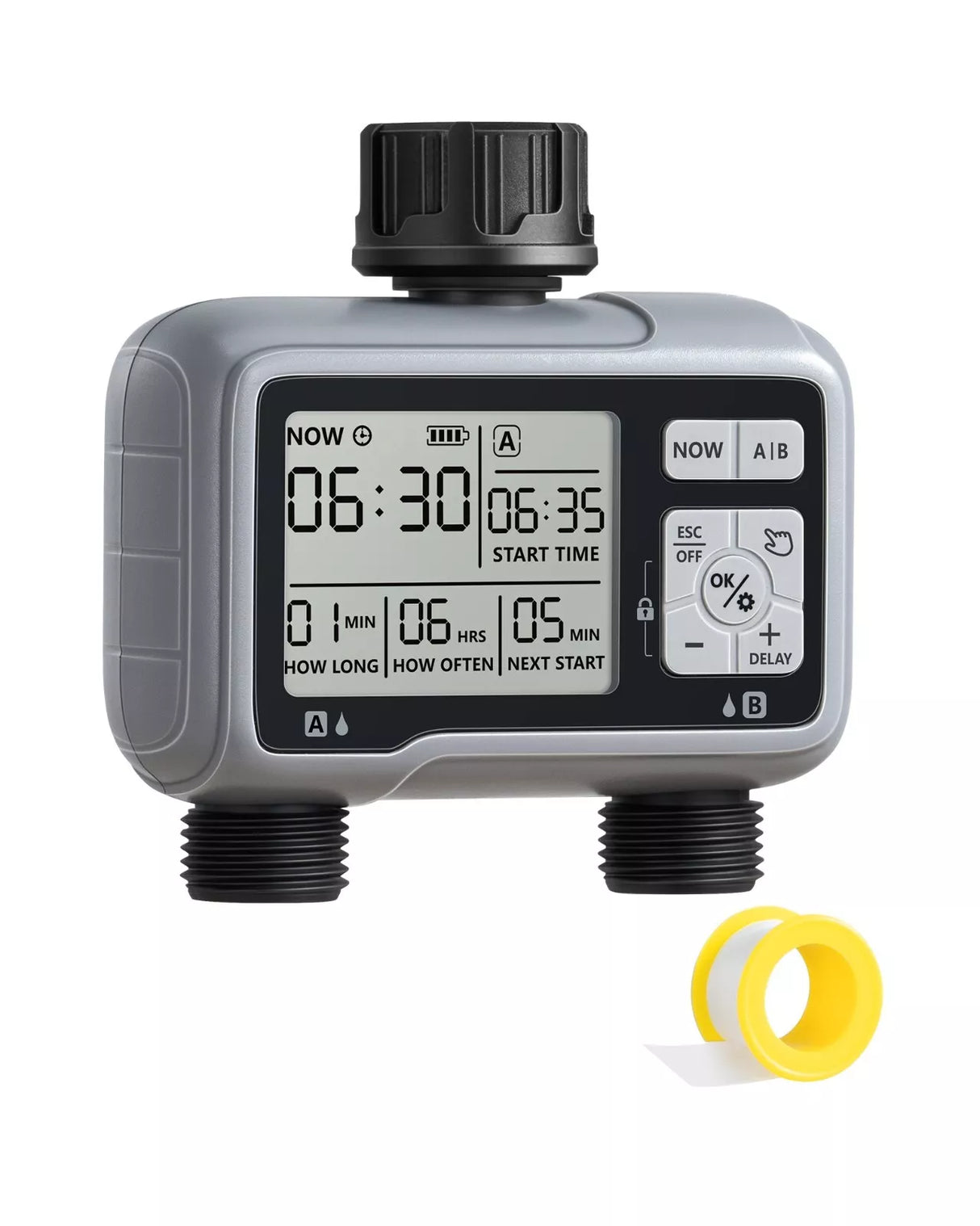 DEWENWILS Sprinkler Timer 2 Zone, Programmable Water Timer, Control Drip
