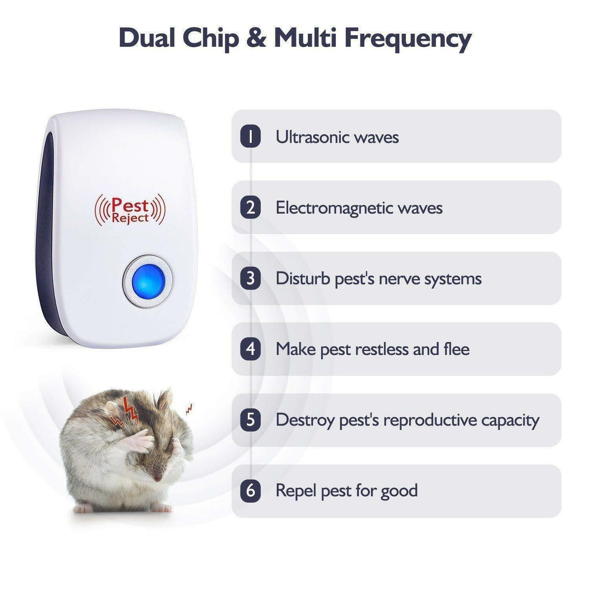 6pack Ultrasonic Pest Repeller Control Electronic Repellent Mice Rat Reject 2018