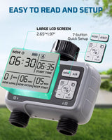 DEWENWILS Sprinkler Timer 2 Zone, Programmable Water Timer, Control Drip
