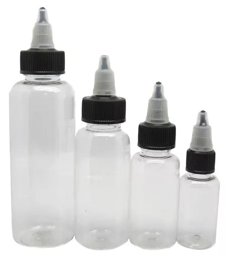 WORLDWIDE TATTOO SUPPLY Plastic Empty Twist Top 1oz Ink Bottles Clear 10-pack Tattoo Supply