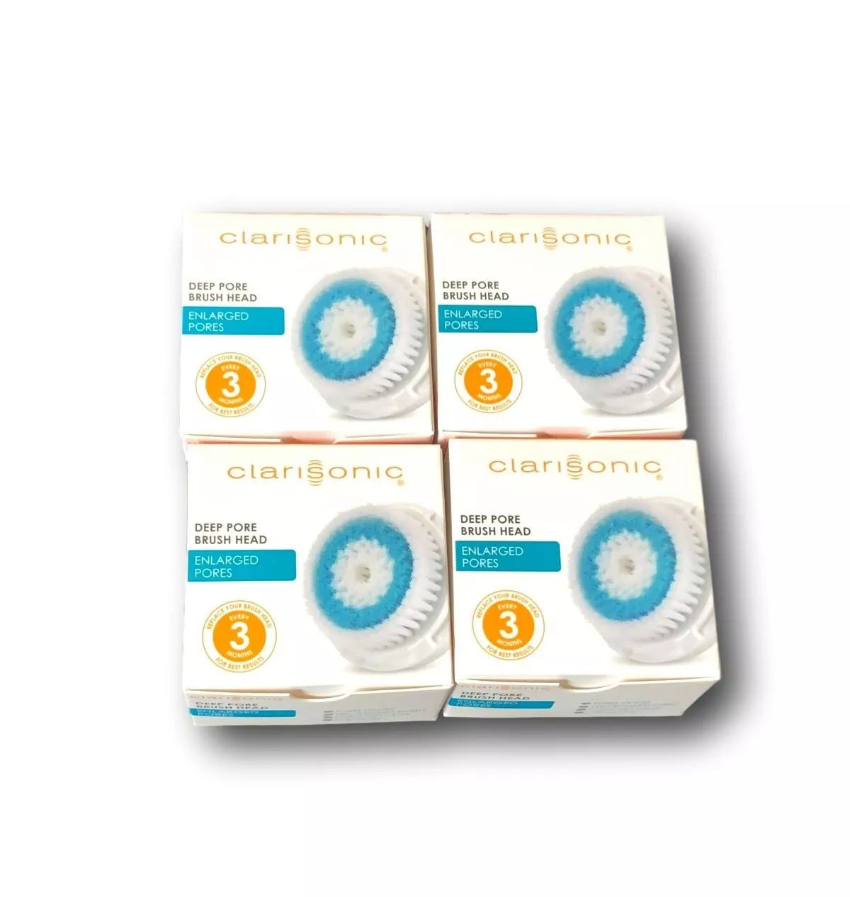 4 PK Clarisoinc Cleansing system Replacement Deep Pore Brush Heads
