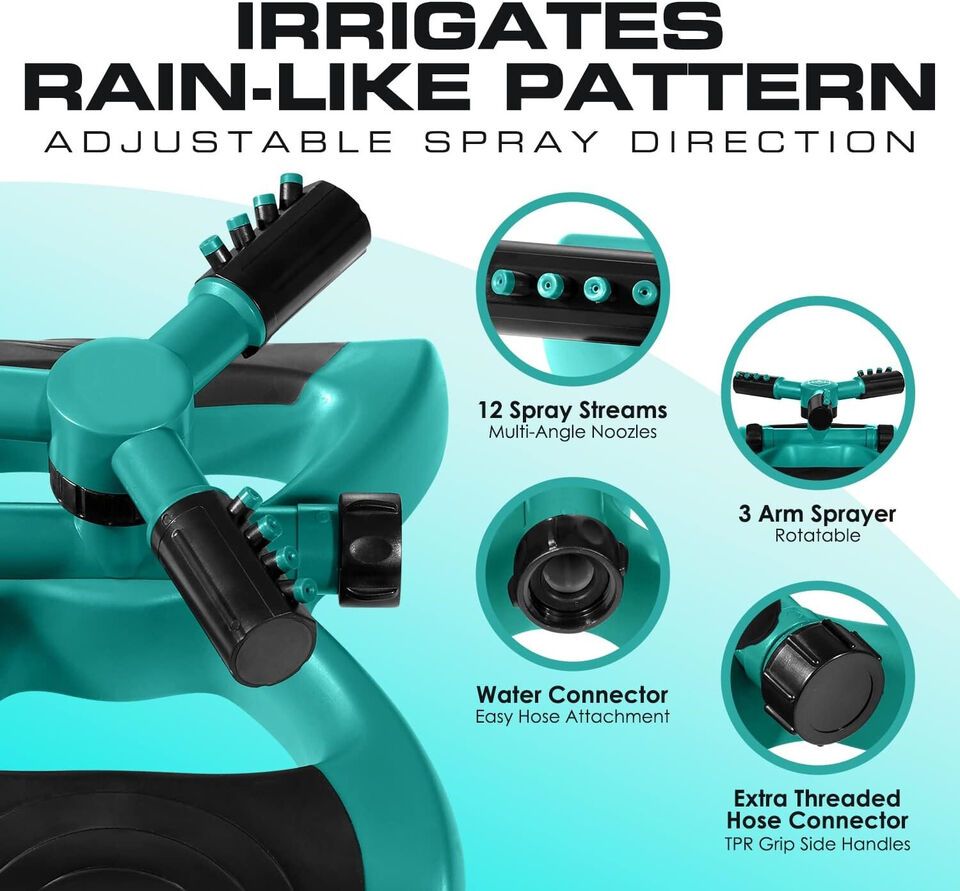 HBN 360° Automatic Rotating Garden Sprinkler | Lawn Sprinkler | Yard Sprinkler