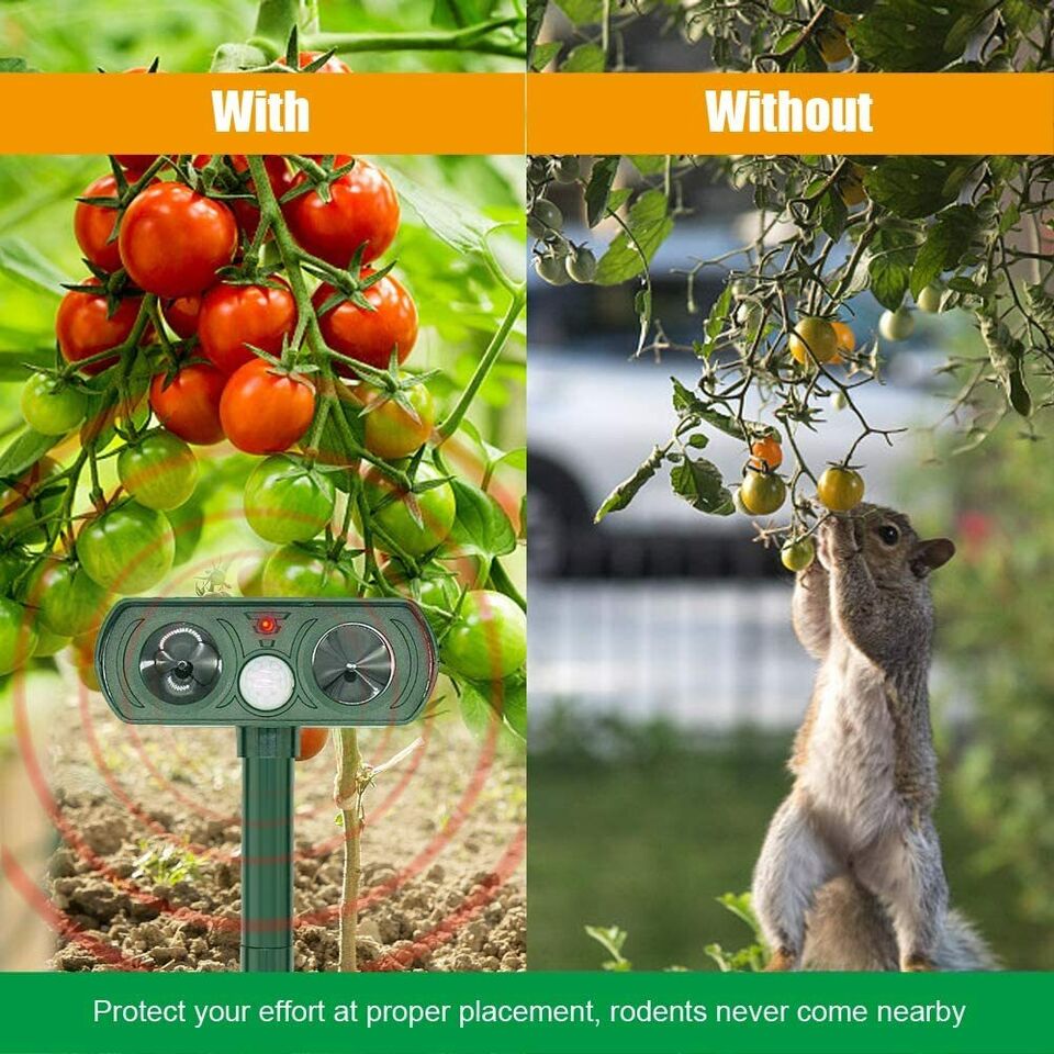 Ultrasonic Animal Repeller Solar Motion Activated Critter Repellent Farm Garden