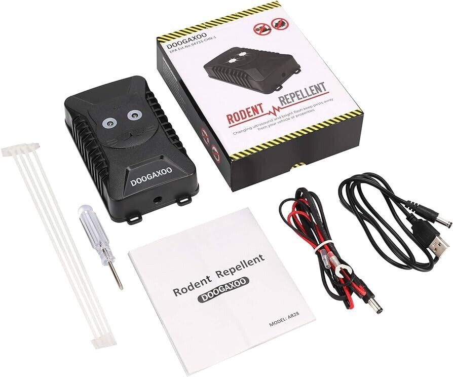 Car Ultrasonic Mouse Repeller Vehicle Rat Rodent Pest Animal Deterrent Repellent