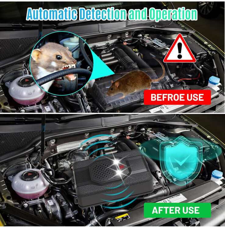 Car Ultrasonic Mouse Repeller Vehicle Rat Rodent Pest Animal Deterrent Repellent