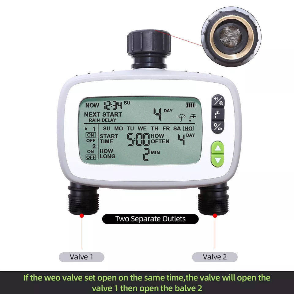 INSHOW 2 Out-lets Irrigation Computer Automatic Water Timer for Garden Plants
