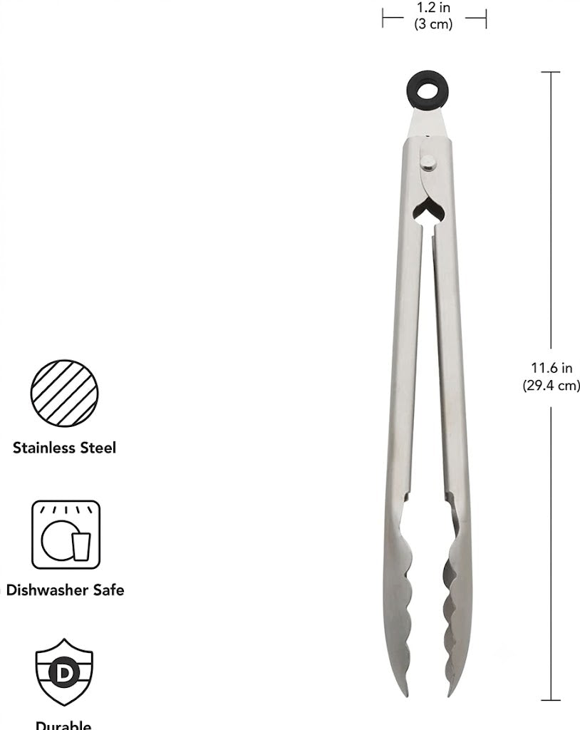 Stainless Steel Utility Tongs, 12 Inch